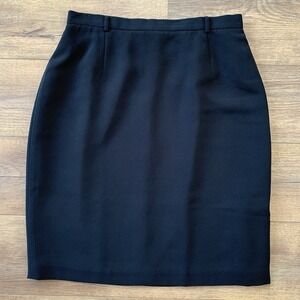 Worthington Sz 14 Black Pleated Lined Straight Pencil Slit Office Career Skirt